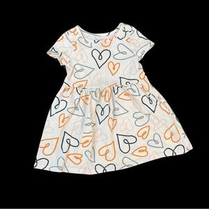 Cat & Jack White Dress with Orange, Black, Pink and Grey Hearts